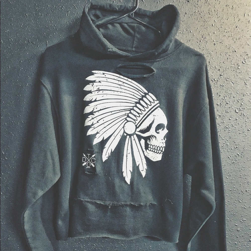 The Drive Clothing crop camp skull hoodie